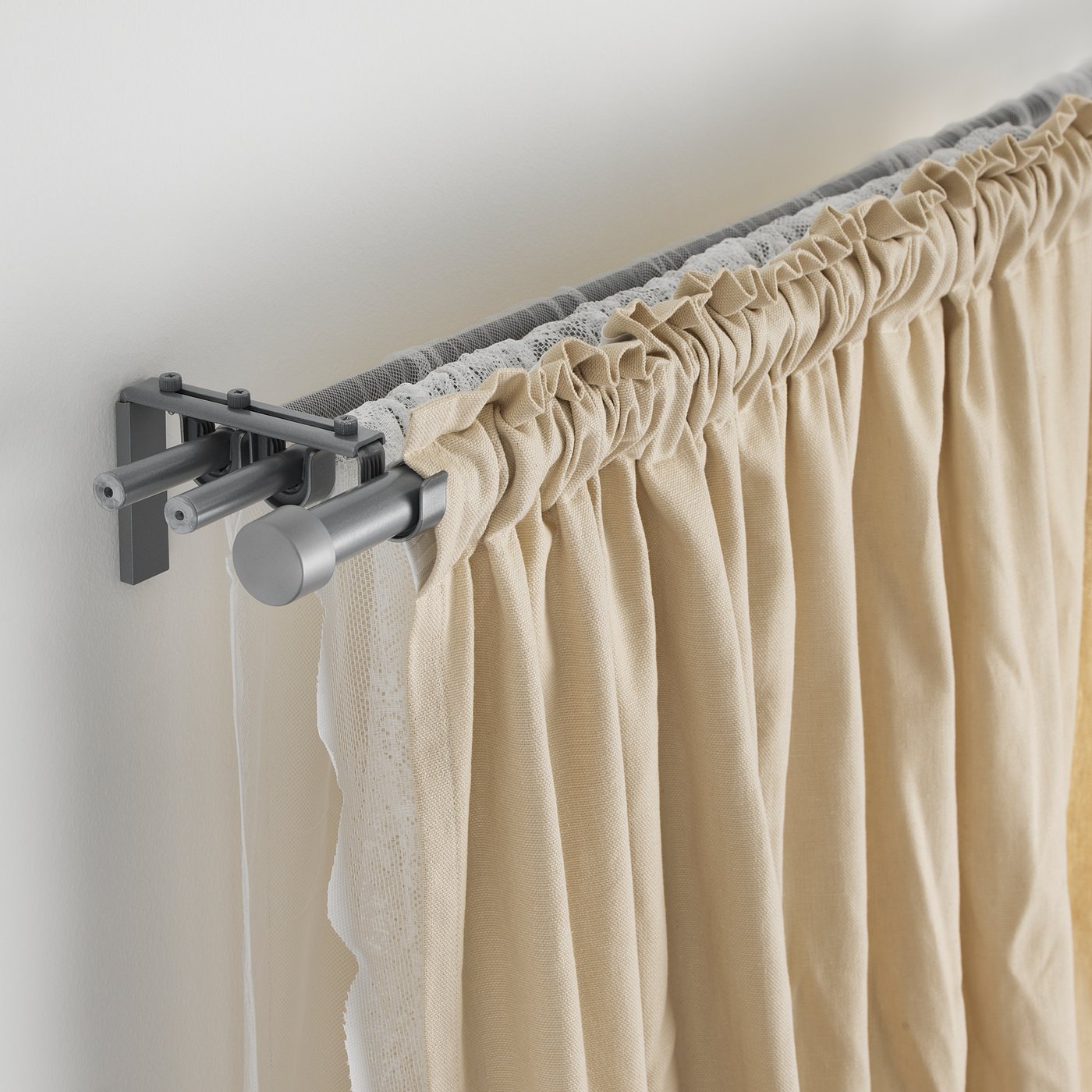 HUGAD Gordijnroede, zilverkleur, 210-385 cm - IKEA