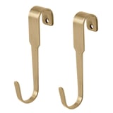 Goudkleurige metalen wandhaken, eenvoudig ontwerp, gebruikt voor het ophangen van items.