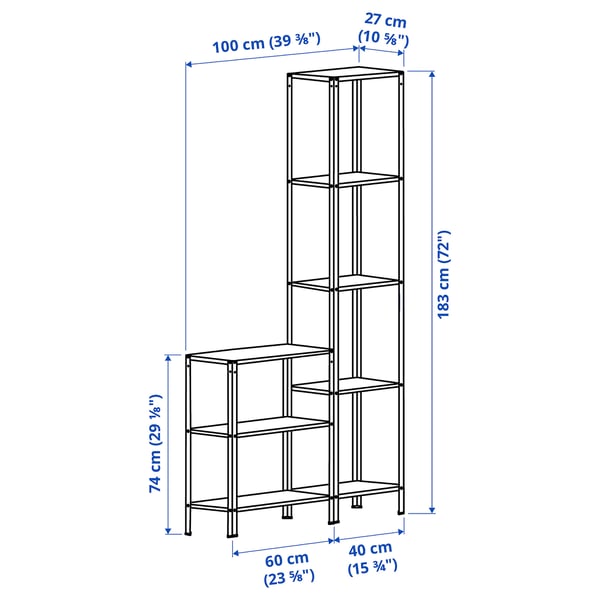 Illustratie met afmetingen voor het product: HYLLIS.