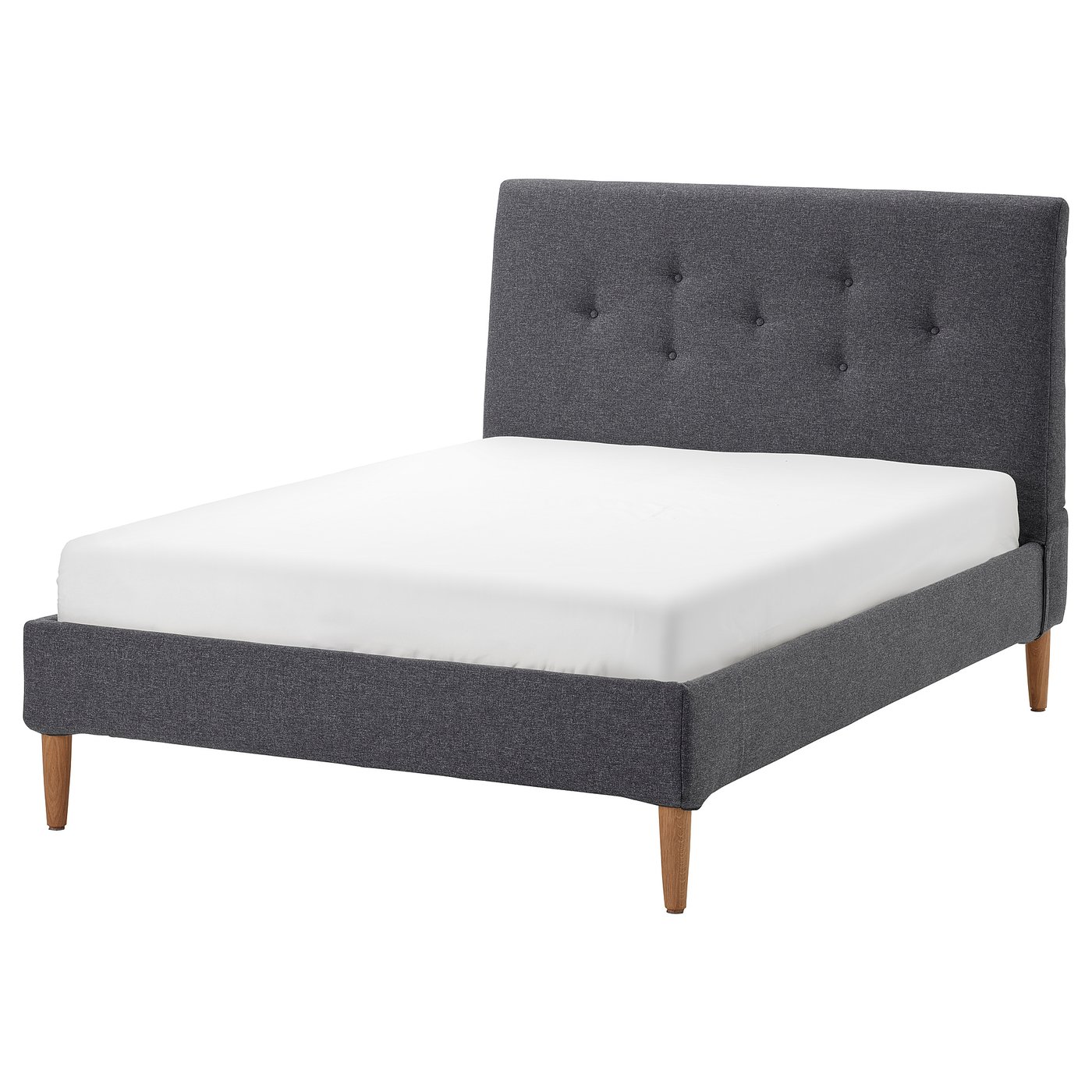 IDANÄS Gestoffeerd bed Gunnared donkergrijs 140x200 cm