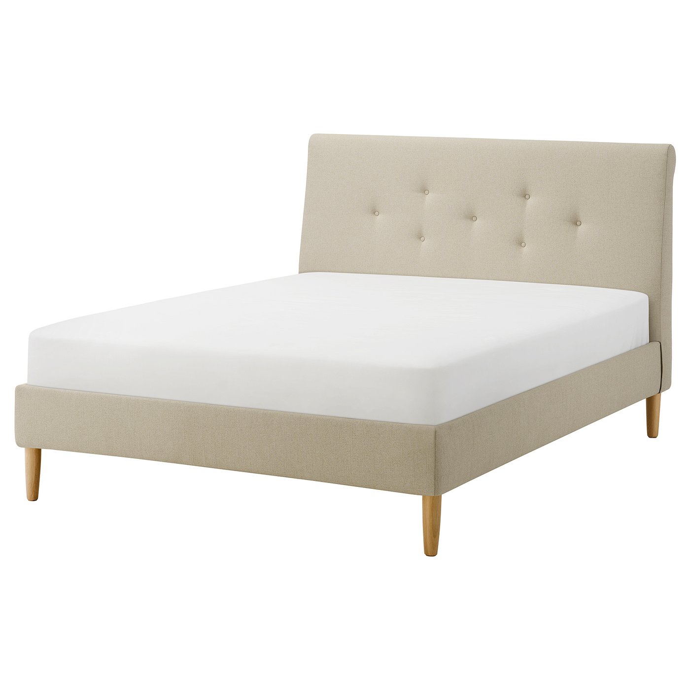 IDANÄS Gestoffeerd bed Naggen beige 160x200 cm
