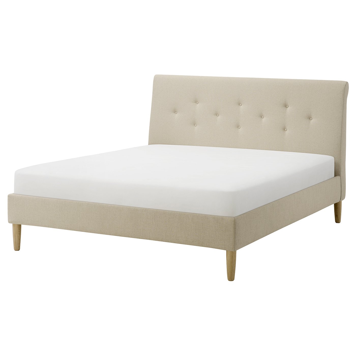 IDANÄS Gestoffeerd bed Naggen beige 180x200 cm