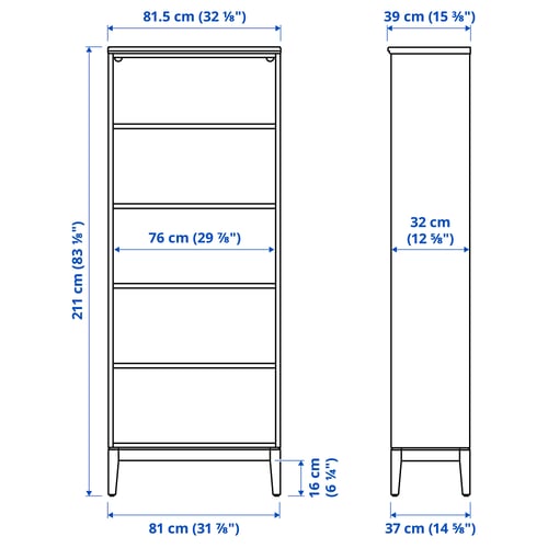 Illustratie met afmetingen voor het product: IDANÄS.