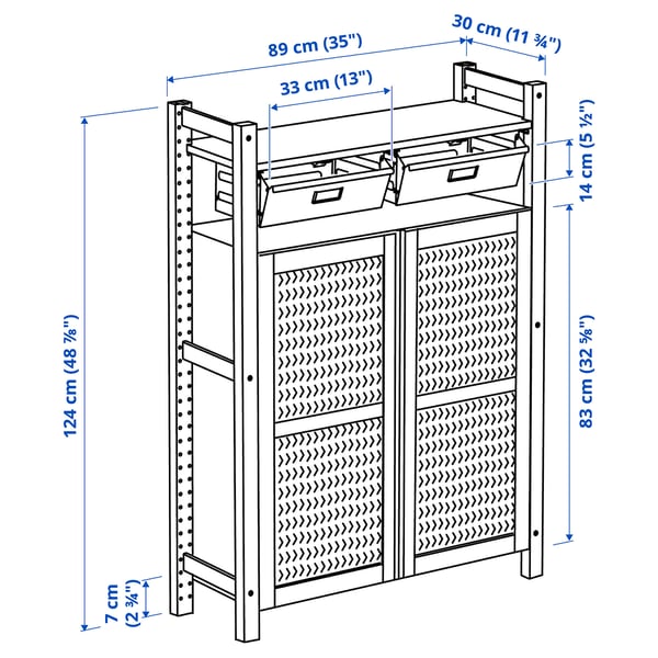 Illustratie met afmetingen voor het product: IVAR.