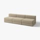 JÄTTEBO beige hoekbank met zacht, hoekig ontwerp en diepe zitplaatsen, met modulaire onderdelen voor personalisatie.