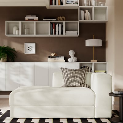 JÄTTEBO Chaise longue, links, met armleuning/Axvall ecru
