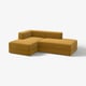 JÄTTEBO sofa: mosterdkleurig, modulair ontwerp met twee chaises, ribfluwelen stof, comfortabel, strakke lijnen.
