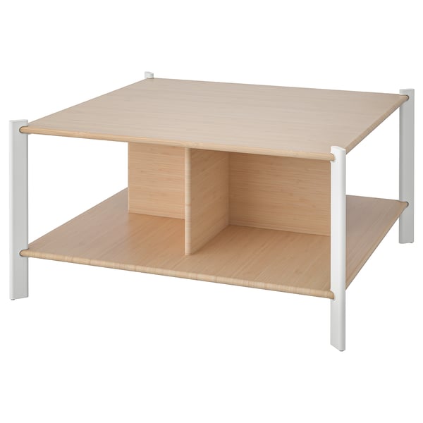 moeder kolonie lamp Salontafel JÄTTESTA wit/licht bamboe 80x80 cm - IKEA