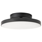 Moderne zwarte plafondlamp, rond, met diffuse witte led in art deco stijl.