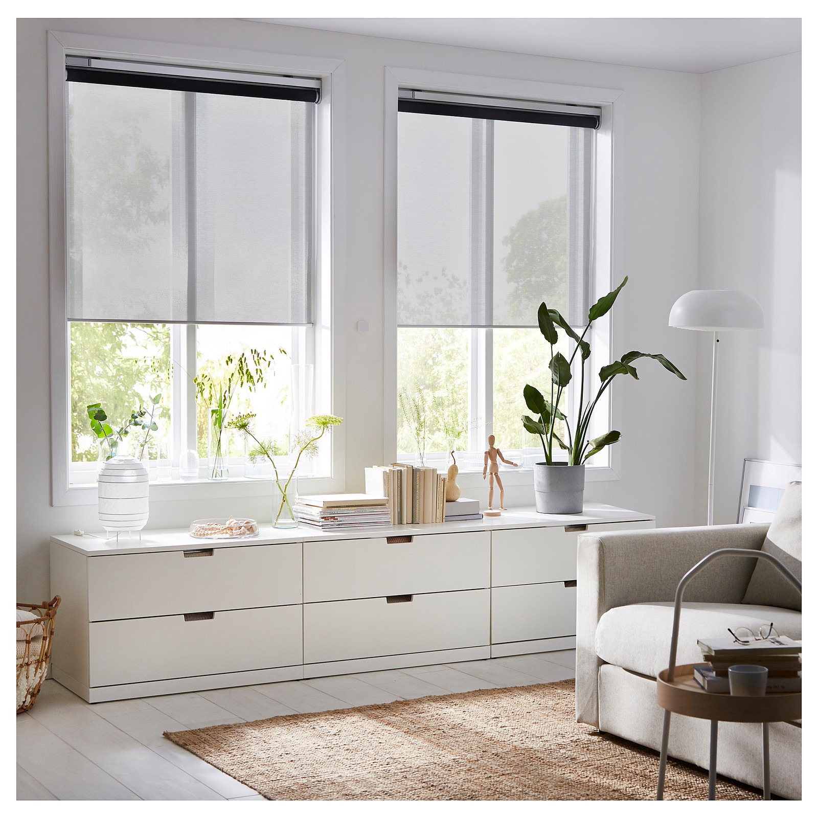 KADRILJ Rolgordijn, koordloos, op batterijen grijs, 100x195 cm IKEA