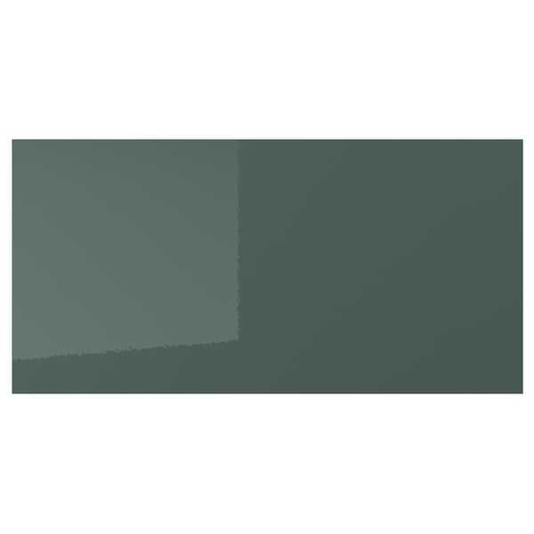 KALLARP ladefronten in grijsgroen glanzende afwerking, rechthoekige vorm, modern design.