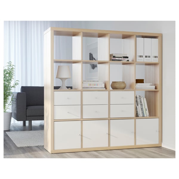 Kallax Inzet Met Deur Wit Gelazuurd Eikeneffect 33x33 Cm Ikea