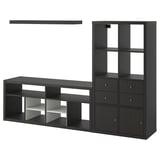 Zwarte ikea KALLAX opbergset: tv-meubel, stellingkast, wandplank met modern design.