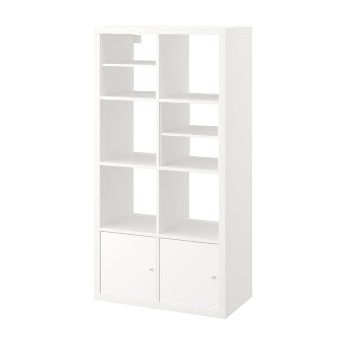 KALLAX Open kast, met 2 deuren/met 2 plankinzetten wit, 147x77 cm IKEA
