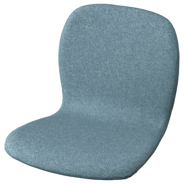 Blauwe gestoffeerde stoel, ronde vorm, KARLPETTER, polyester gemaakt.
