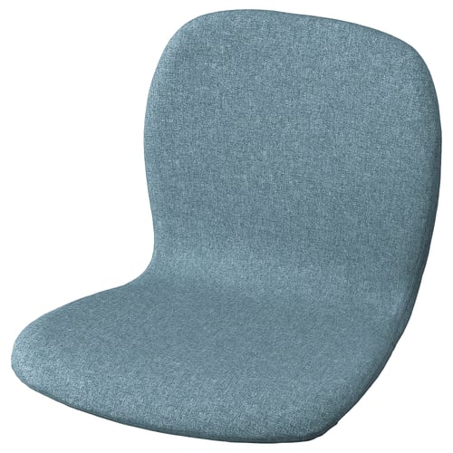 Blauwe gestoffeerde stoel, ronde vorm, KARLPETTER, polyester gemaakt.