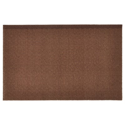 Bruine rechthoekige geweven deurmat met een gestructureerd patroon. Gemaakt van gerecycled polyester voor duurzaamheid.