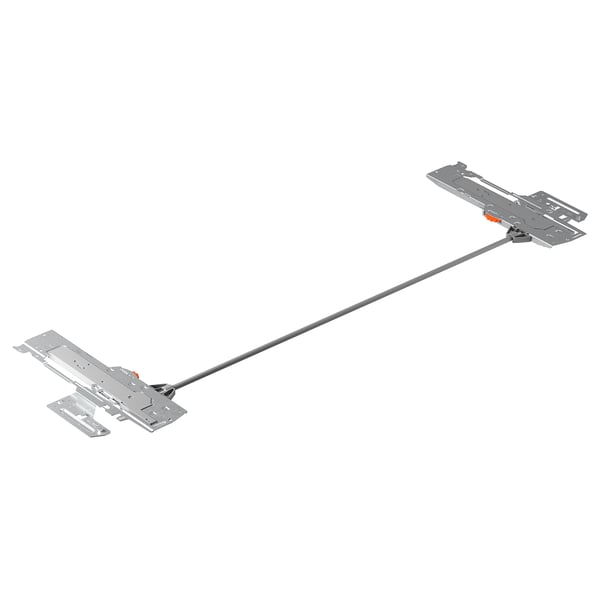 KNIVSHULT push-to-open keukenbeslag. Zilver, metaal, lineair ontwerp.