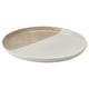 KRUSTISTEL bord, wit met beige design, rond, steengoed, rustiek modern.