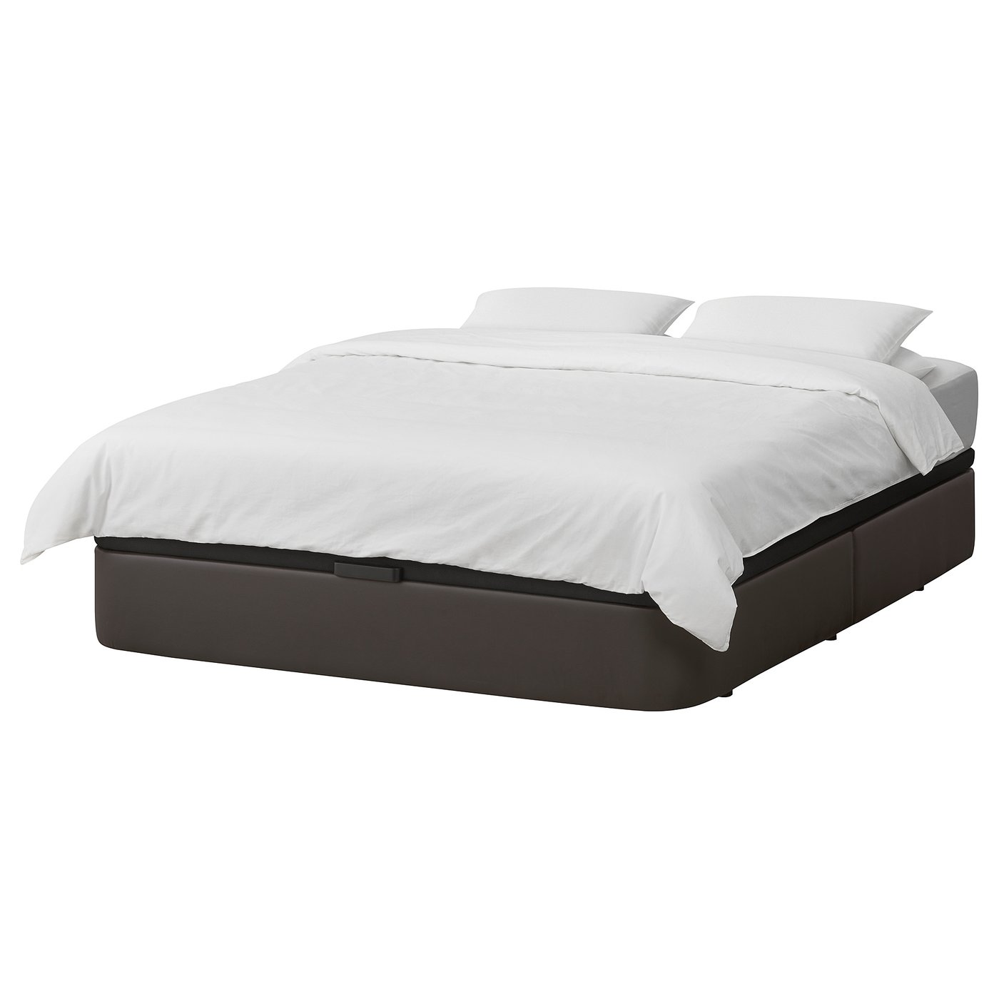 Kvitsoy Gestoffeerd Bed Met Opberger Bomstad Donkerbruin 140x200 Cm Ikea