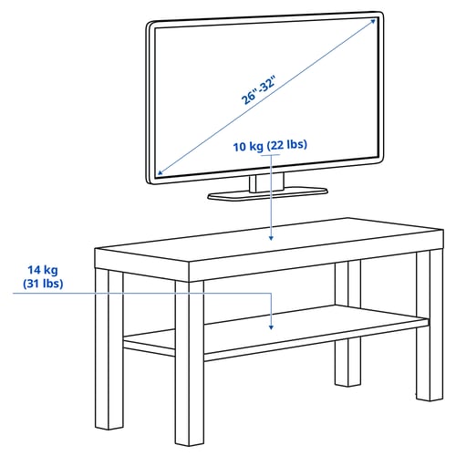 Illustratie met afmetingen voor het product: LACK.