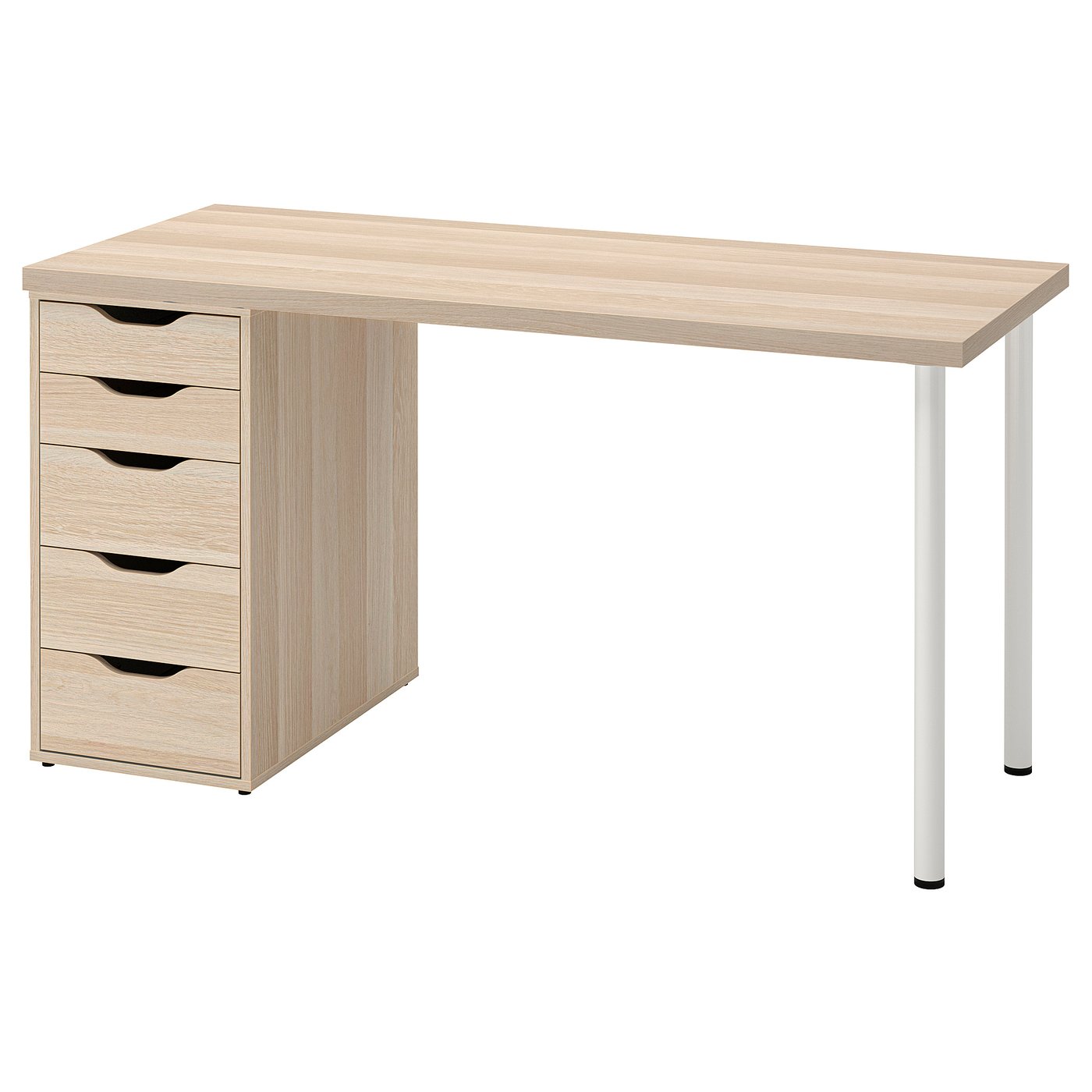 LAGKAPTEN / ALEX Bureau wit gelazuurd eikeneffect/wit 140x60 cm