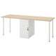 Optie: LAGKAPTEN bureau: licht houten blad, witte poten & kast, eenvoudig ontwerp, praktische opslag.