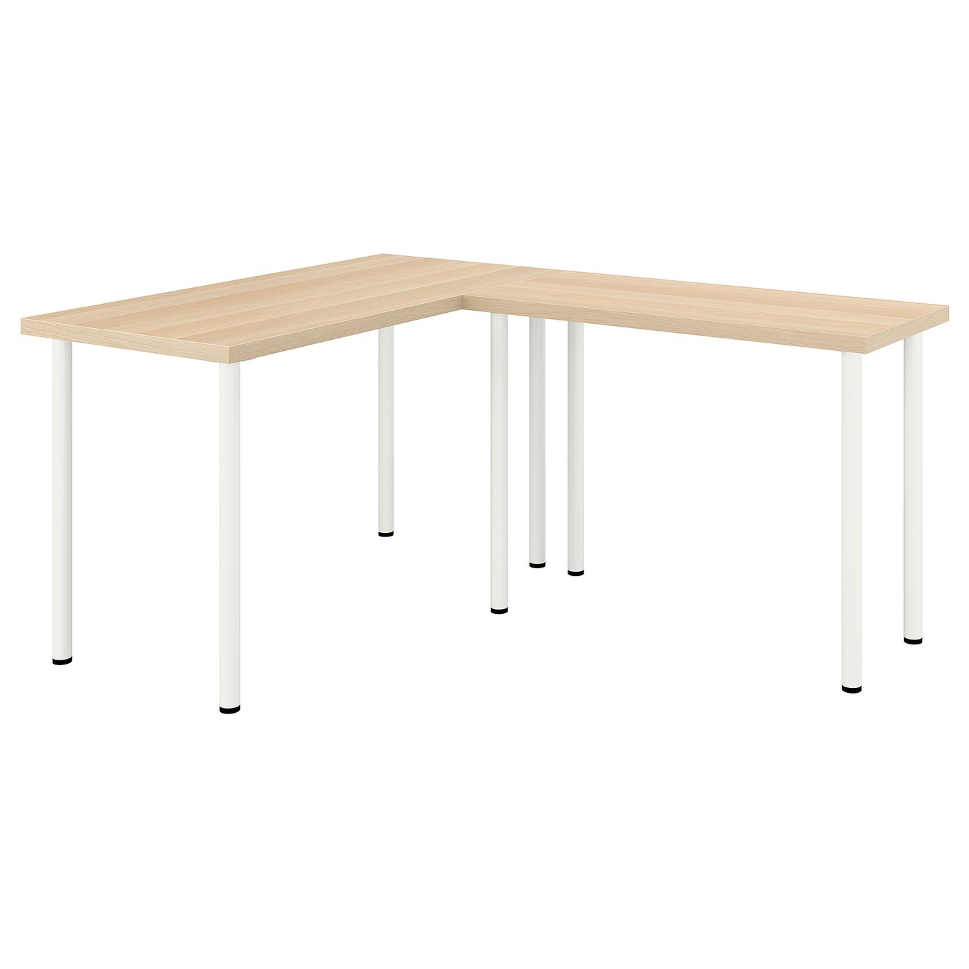 LAGKAPTEN / LINNMON L-vormig bureau wit gelazuurd eikeneffect/wit 120x160 cm