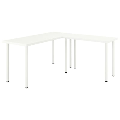 LAGKAPTEN / LINNMON L-vormig bureau, wit, 140x160 cm