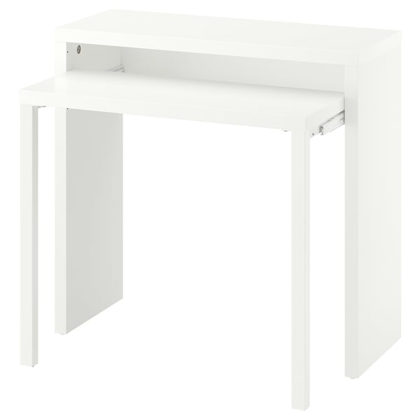 LÄNGDHOPP wit bureau: compact, uitschuifbaar ontwerp, soepel glijdend, stevige poten.