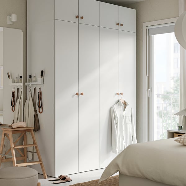 LASTARE Kledingkastcombinatie, wit/met verhogingsdeel, 160x62x236 cm