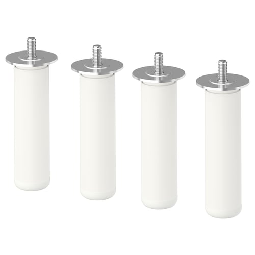 Vier ikea LÄTTHET verstelbare poten met metalen bladen en schroeven.