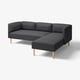 LILLEHEM 3-zitsbank modulair m chaise longue, Gunnared/donkergrijs hout
