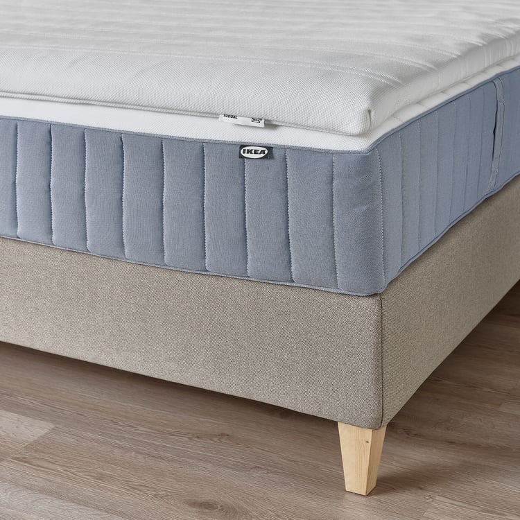 LILLFJÄLLET boxspring, Valevåg stevig/middelhard/Tuddal Tibbleby beige, 180x200 cm IKEA