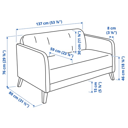 Illustratie met afmetingen voor het product: LINANÄS.