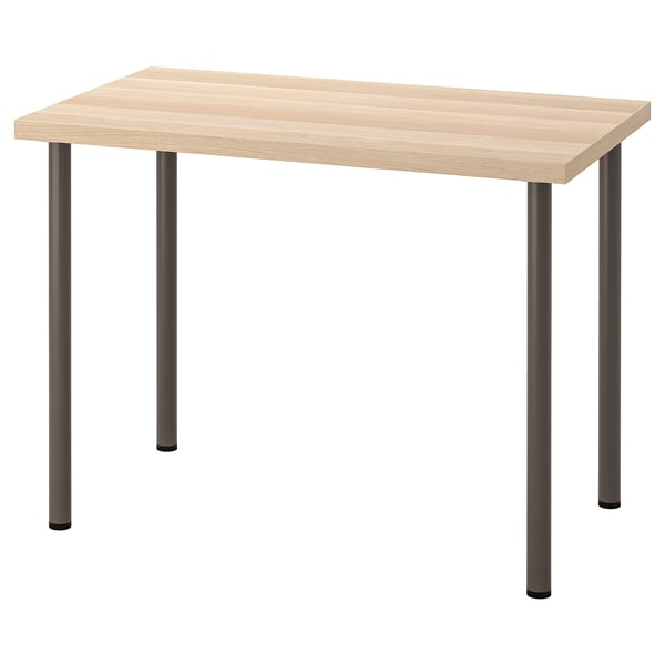 visueel Attent knop Bureau, LINNMON, wit gelazuurd eikeneffect, 100x60 cm - IKEA