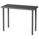 Zwart LINNMON bureau: modern, compact, stevig vezelplaat en staal.
