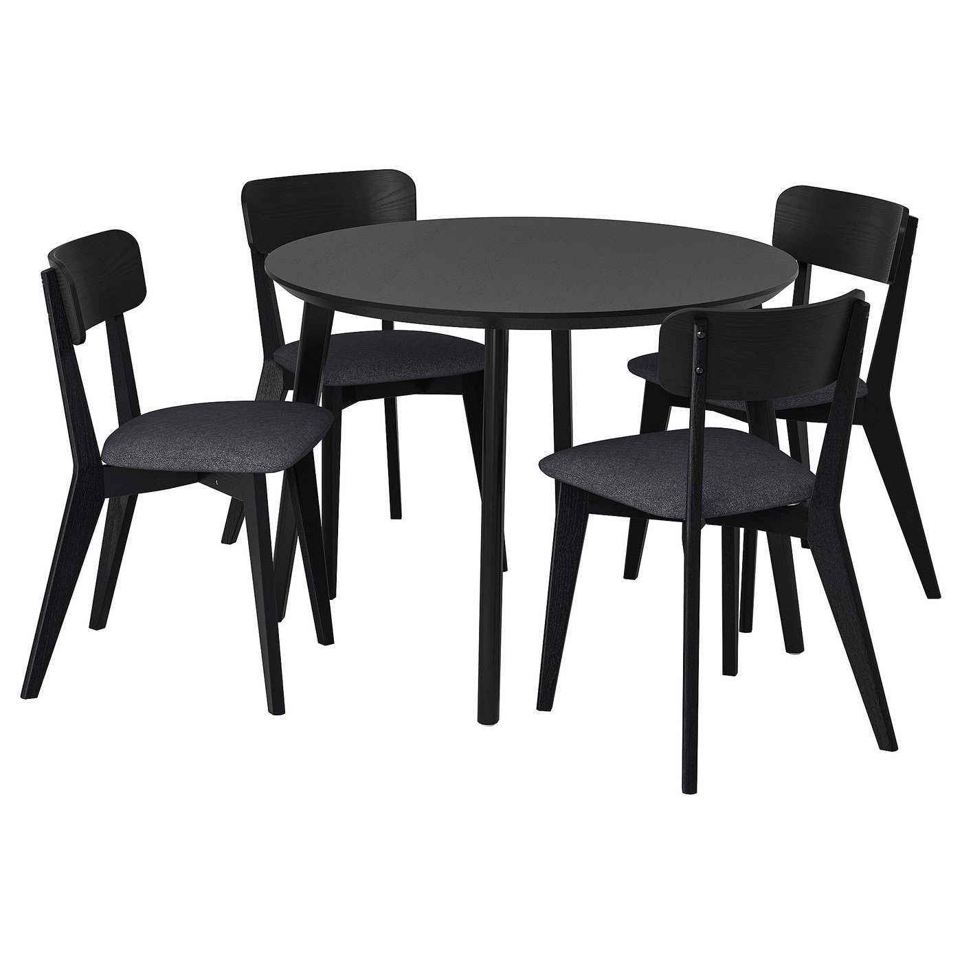 LISABO / LISABO Tafel en 4 stoelen zwart/Tallmyra zwart/grijs 105 cm
