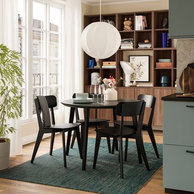 LISABO / LISABO Tafel en 4 stoelen, zwart/zwart, 105 cm