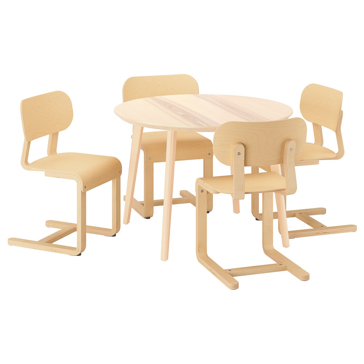 LISABO / LISABO Tafel en 4 stoelen essenfineer/berkenfineer 105 cm
