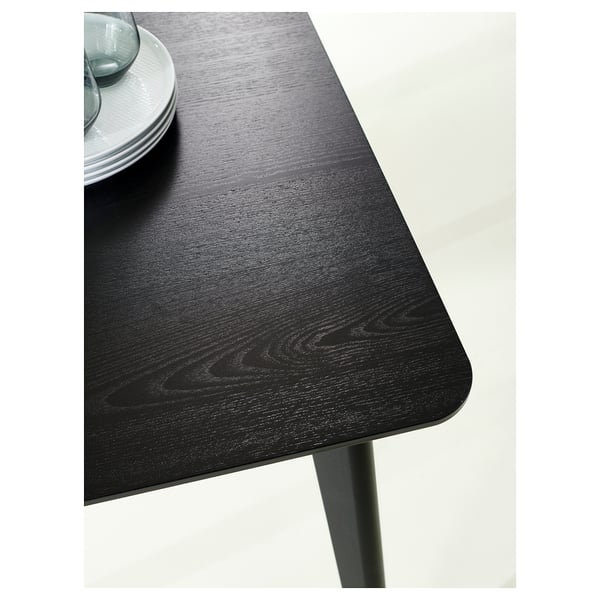 LISABO / VIHALS Tafel met 6 stoelen, zwart/groen Tibbleby grijsgroen, 200 cm