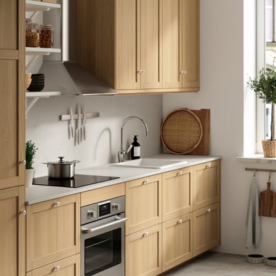 LOCKEBO Maatwerkblad, lichtbeige kalksteen effect/glas composiet, 1 m²x2.0 cm