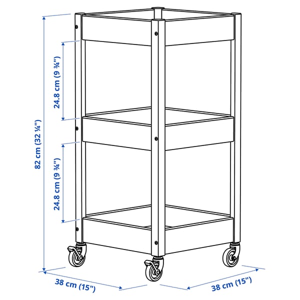 LOSHULT Roltafel, grenen, 38x38x82 cm