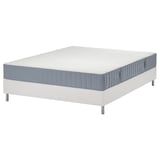 Wit en blauw bed set met matras en bodem op RVS poten.