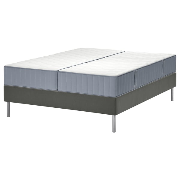 LYNGÖR, grijze bedset: bodem met lattenbodems, 2-delig schuimmatras. Moderne, ondersteunende slaapopstelling.