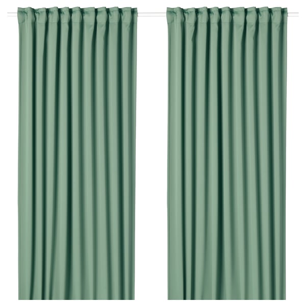 majgull verduisterende gordijnen 1 paar groen 145x300 cm ikea
