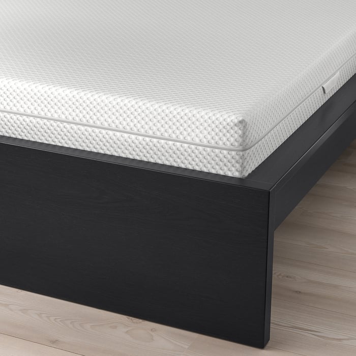 MALM bedframe met matras, zwartbruin/Åbygda stevig, 90x200 cm IKEA