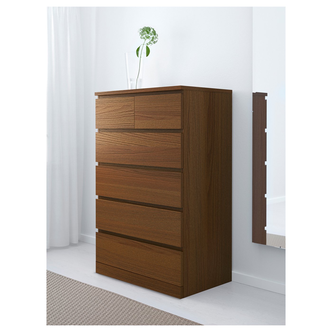 Malm Ladekast 6 Lades Bruin Gelazuurd Essenfineer 80x123 Cm Ikea