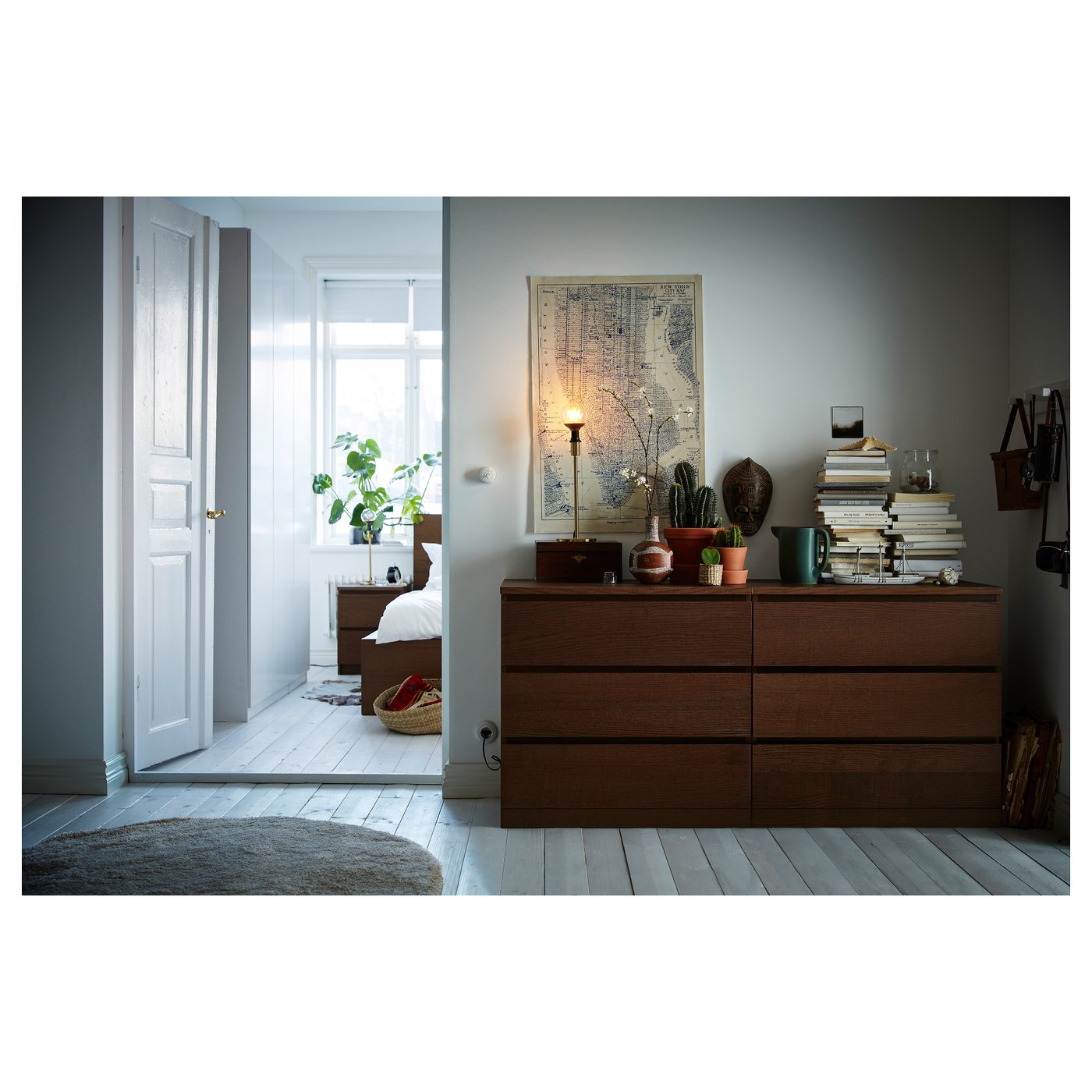 Malm Ladekast Met 6 Lades Bruin Gelazuurd Essenfineer 160x78 Cm Ikea