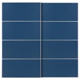 Blauwe MEHAMN schuifdeuren met een modern design, gemaakt van aluminium en vezelplaat.